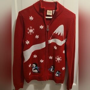 Tailor B. Moss Vibrant Red Sweater With Peguins